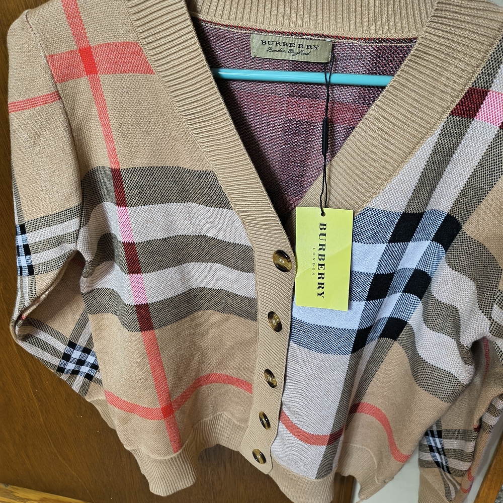 Burberry Women's Tan Plaid Sweater